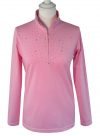 Polo "Rose strass" manches longues